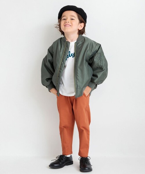 BRANSHES(ブランシェス)の「【2WAY】スリーブ切替MA-1ブルゾン(ブルゾン・キッズ・カーキオリーブ/ライトベージュ・120/130/90/150/140/100/110)」の14枚目の写真