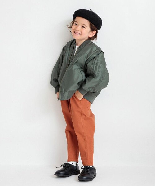BRANSHES(ブランシェス)の「【2WAY】スリーブ切替MA-1ブルゾン(ブルゾン・キッズ・カーキオリーブ/ライトベージュ・120/130/90/150/140/100/110)」の15枚目の写真
