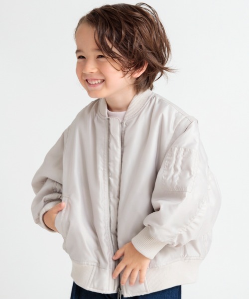 BRANSHES(ブランシェス)の「【2WAY】スリーブ切替MA-1ブルゾン(ブルゾン・キッズ・カーキオリーブ/ライトベージュ・120/130/90/150/140/100/110)」の1枚目の写真