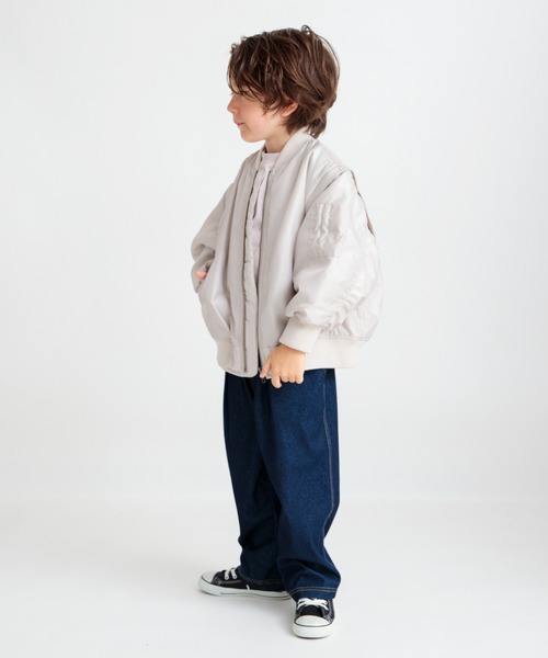 BRANSHES(ブランシェス)の「【2WAY】スリーブ切替MA-1ブルゾン(ブルゾン・キッズ・カーキオリーブ/ライトベージュ・120/130/90/150/140/100/110)」の7枚目の写真