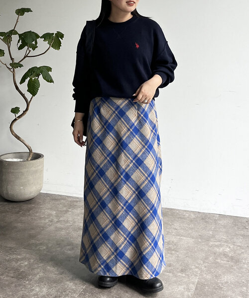 CPCM（シーピーシーエム）の「起毛チェックロングスカート（スカート・レディース・アイボリー/ブラック/グリーン/ネイビー・FREE）」の12枚目の写真