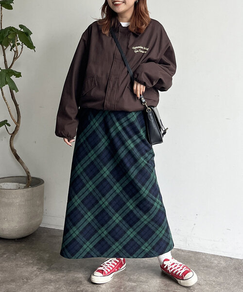 CPCM（シーピーシーエム）の「起毛チェックロングスカート（スカート・レディース・アイボリー/ブラック/グリーン/ネイビー・FREE）」の19枚目の写真