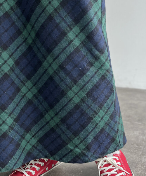 CPCM（シーピーシーエム）の「起毛チェックロングスカート（スカート・レディース・アイボリー/ブラック/グリーン/ネイビー・FREE）」の20枚目の写真