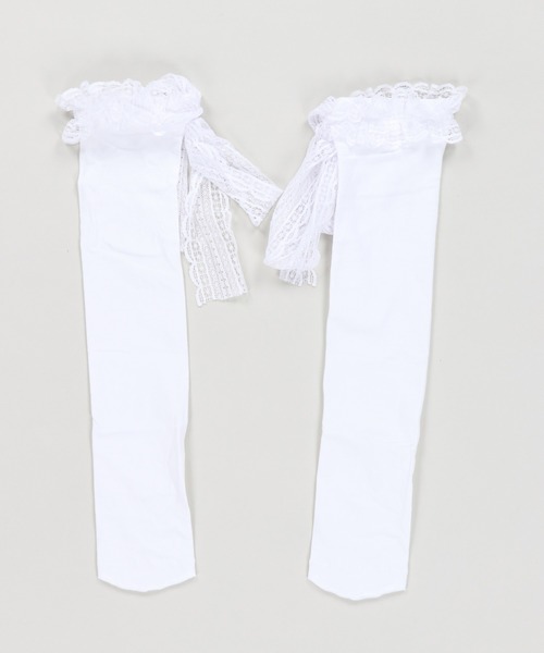 SPINNS(スピンズ)の「リボンレースデザイン シアーハイソックス(ソックス/靴下・レディース・ブラック/ホワイト・ONESIZE)」の21枚目の写真