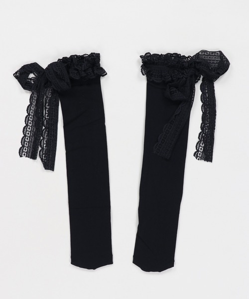 SPINNS(スピンズ)の「リボンレースデザイン シアーハイソックス(ソックス/靴下・レディース・ブラック/ホワイト・ONESIZE)」の10枚目の写真