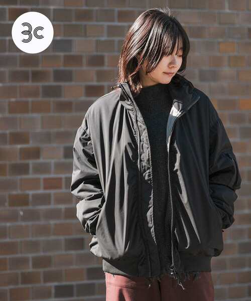 EKAL（エカル）の「撥水ボンバージャケット（ダウンジャケット/コート・レディース・ブラック/グレー・ONE）」の2枚目の写真