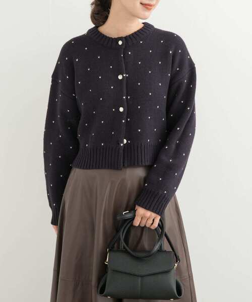 URBAN RESEARCH DOORS（アーバンリサーチドアーズ）の「ドットジャガードニットカーディガン（カーディガン/ボレロ・レディース・ベージュ/ネイビー・MEDIUM）」の12枚目の写真