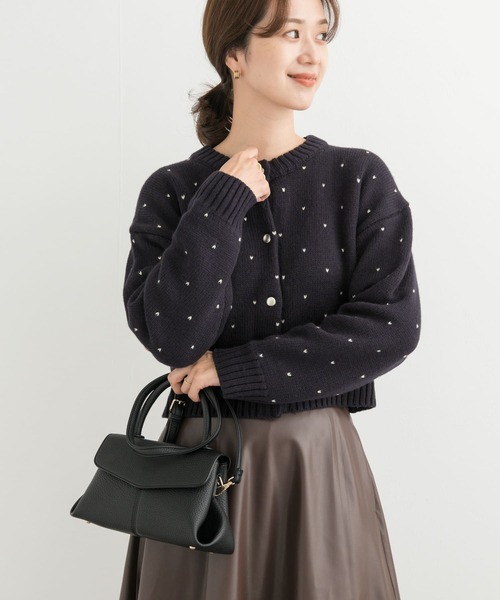 URBAN RESEARCH DOORS（アーバンリサーチドアーズ）の「ドットジャガードニットカーディガン（カーディガン/ボレロ・レディース・ベージュ/ネイビー・MEDIUM）」の16枚目の写真