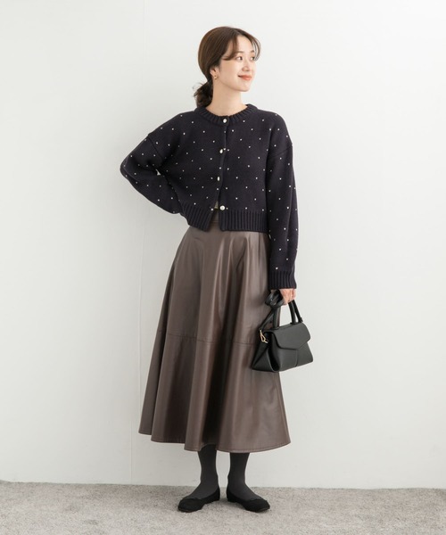 URBAN RESEARCH DOORS（アーバンリサーチドアーズ）の「ドットジャガードニットカーディガン（カーディガン/ボレロ・レディース・ベージュ/ネイビー・MEDIUM）」の18枚目の写真