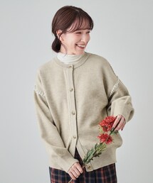SHOO・LA・RUE（シューラルー）の「【S-LL】配色ステッチ ふんわりクルーネックカーディガン（カーディガン/ボレロ）」