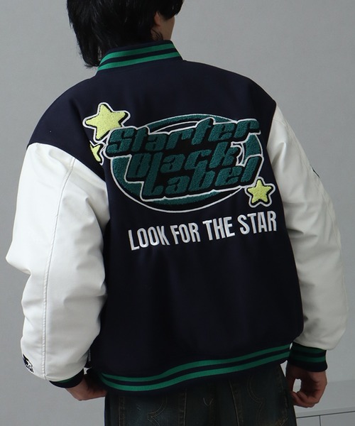 STARTER（スターター）の「【STARTER /スターター】 袖 PU フェイク メルトン 中綿 スタジャン（スタジャン・メンズ・ネイビー/ブラック/グリーン・XL/L/M）」の20枚目の写真