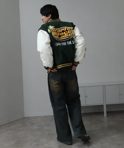 STARTER（スターター）の「【STARTER /スターター】 袖 PU フェイク メルトン 中綿 スタジャン（スタジャン・メンズ・ネイビー/ブラック/グリーン・XL/L/M）」の16枚目の写真