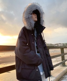 NOWLE（ノウル）の「【NOWLE】ファーフード付き 中綿 ジップブルゾン（ダウンジャケット/コート・メンズ）」