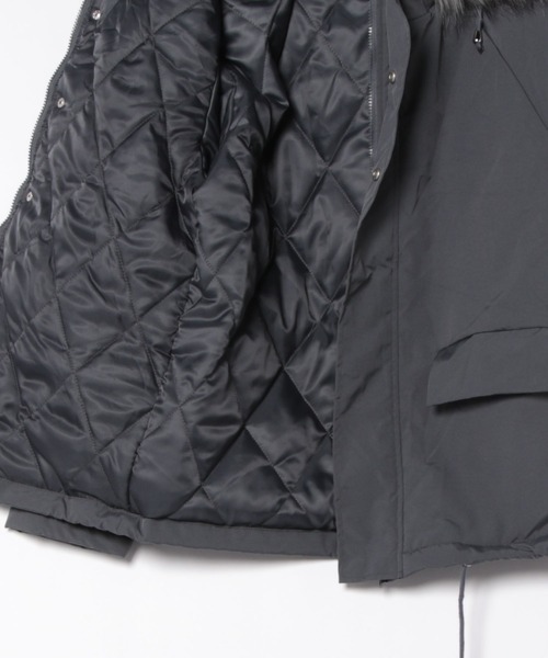 NOWLE】ファーフード付き 中綿 キルティング ジップブルゾン（ダウン