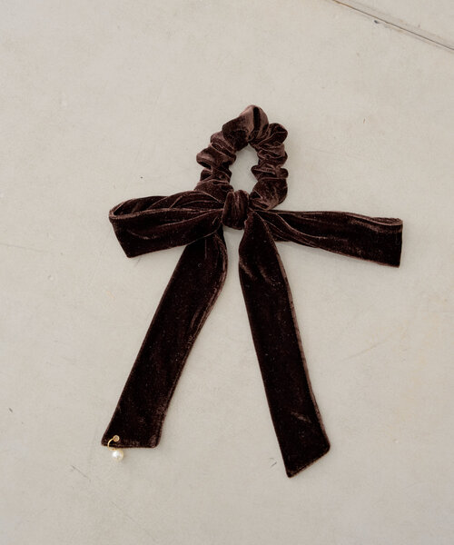 ハンドメイドシュシュM-3772♡ブラックジョーゼット♡リボン付♡ ハンドメイドシュシュM-3772♡ブラックジョーゼット♡リボン付