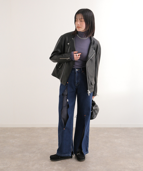 セール】NOMA t.d.*NEEDLES Faux Lether Riders JK（その他アウター