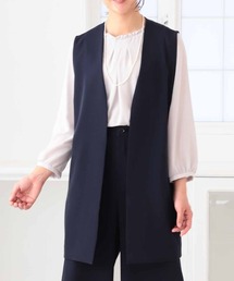 【L~6L 大きいサイズ】サテンノーカラージレ