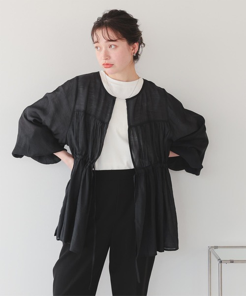 titivate（ティティベイト）の「ティアードシアーチュニックブラウス（シャツ/ブラウス・レディース・オフホワイト/ブラック/グレイッシュベージュ/オレンジ・L/M/S）」の10枚目の写真