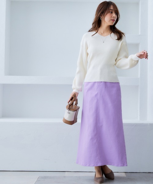 nissen（ニッセン）の「ムースタッチニットVネックリブトップス＜大きいサイズ有＞（ニット/セーター・レディース・オフホワイト/杢グレー/ブラック/ロイヤルブルー/ピンク/ベージュ系・M/S/3L/LL/L）」の12枚目の写真