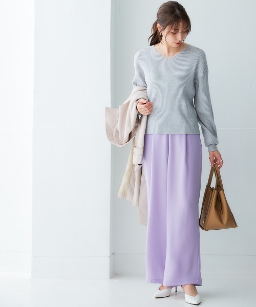 nissen（ニッセン）の「ムースタッチニットVネックリブトップス＜大きいサイズ有＞（ニット/セーター・レディース・オフホワイト/杢グレー/ブラック/ロイヤルブルー/ピンク/ベージュ系・M/S/3L/LL/L）」の19枚目の写真