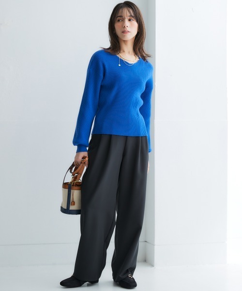 nissen（ニッセン）の「ムースタッチニットVネックリブトップス＜大きいサイズ有＞（ニット/セーター・レディース・オフホワイト/杢グレー/ブラック/ロイヤルブルー/ピンク/ベージュ系・M/S/3L/LL/L）」の22枚目の写真