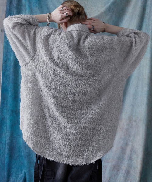 SERACE（セラス）の「【SERACE】Loose silhouette jacquard shaggy sheer short sleeve shirt / ルーズシルエットジャガードシャギーシアー半袖シャツ（シャツ/ブラウス・メンズ・ホワイト/ブラック/グレイッシュブルー・S/L/M）」の9枚目の写真