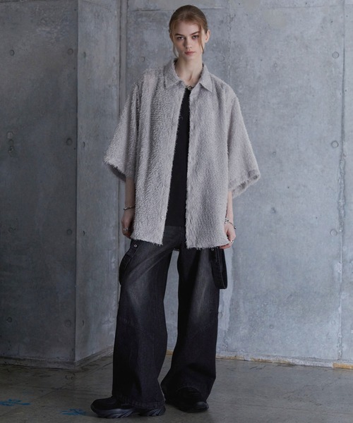 シワ感素材 開襟シャツ 無地 ルーズシルエット 大人カジュアル CIASENSE シャツ Loose silhouette Regular collar shirt /setup