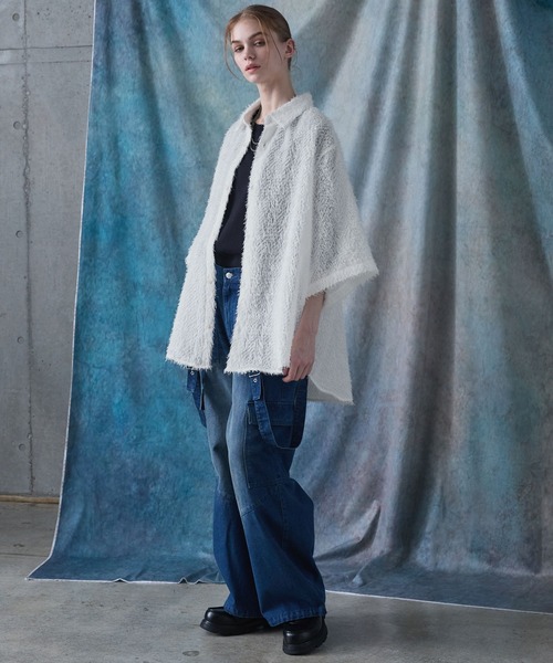 SERACE(セラス)の「【SERACE】Loose silhouette jacquard shaggy sheer short sleeve shirt / ルーズシルエットジャガードシャギーシアー半袖シャツ(シャツ/ブラウス・メンズ・ホワイト/ブラック/グレイッシュブルー・S/L/M)」の14枚目の写真