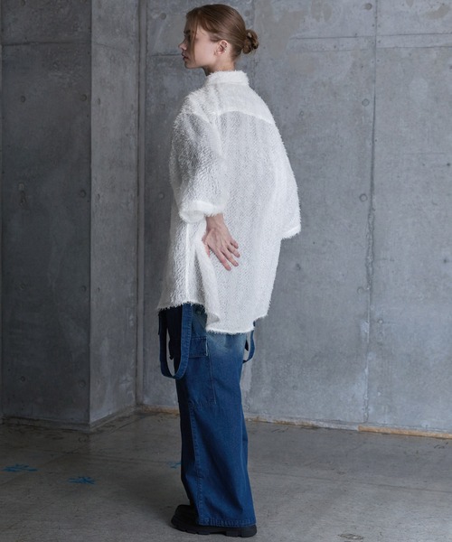 SERACE(セラス)の「【SERACE】Loose silhouette jacquard shaggy sheer short sleeve shirt / ルーズシルエットジャガードシャギーシアー半袖シャツ(シャツ/ブラウス・メンズ・ホワイト/ブラック/グレイッシュブルー・S/L/M)」の15枚目の写真