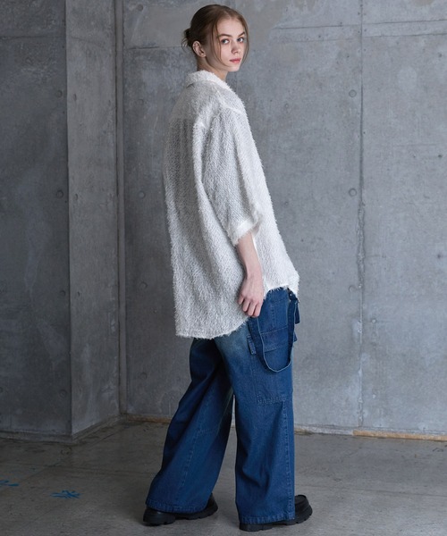 SERACE(セラス)の「【SERACE】Loose silhouette jacquard shaggy sheer short sleeve shirt / ルーズシルエットジャガードシャギーシアー半袖シャツ(シャツ/ブラウス・メンズ・ホワイト/ブラック/グレイッシュブルー・S/L/M)」の17枚目の写真