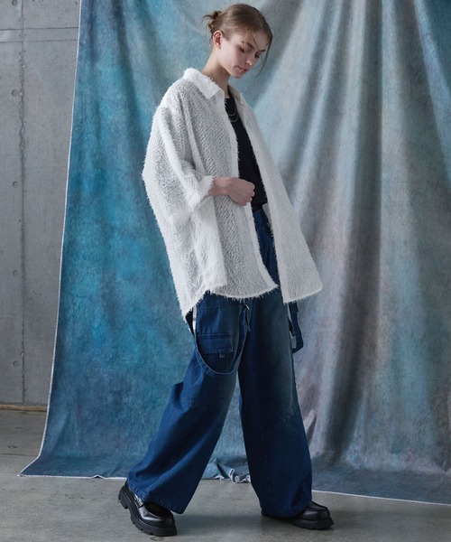 SERACE(セラス)の「【SERACE】Loose silhouette jacquard shaggy sheer short sleeve shirt / ルーズシルエットジャガードシャギーシアー半袖シャツ(シャツ/ブラウス・メンズ・ホワイト/ブラック/グレイッシュブルー・S/L/M)」の18枚目の写真