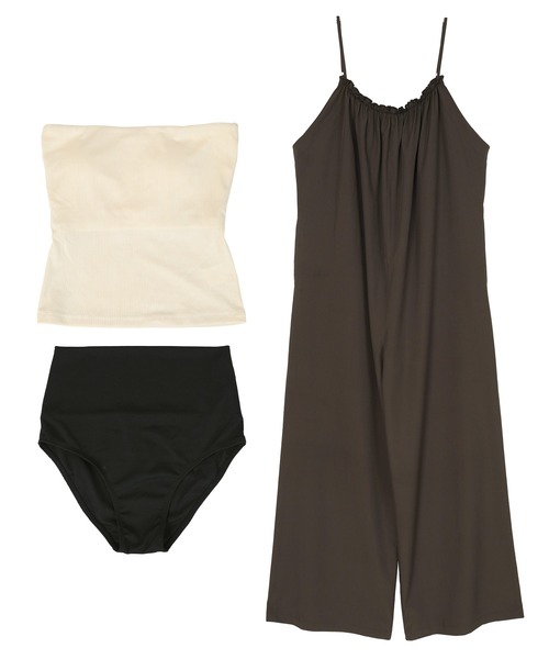 SEA DRESS（シードレス）の「3点セット/キャミソールオールインワン×ビキニ/水着（水着・レディース・ブラック/ダークブラウン/アイボリー・S/MT/L/M）」の11枚目の写真