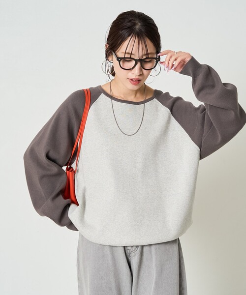 ニット セーター ラグラン配色ニット レディース GLAMOROUS JANE ニット セーター ラグラン配色ダブルZIPニット