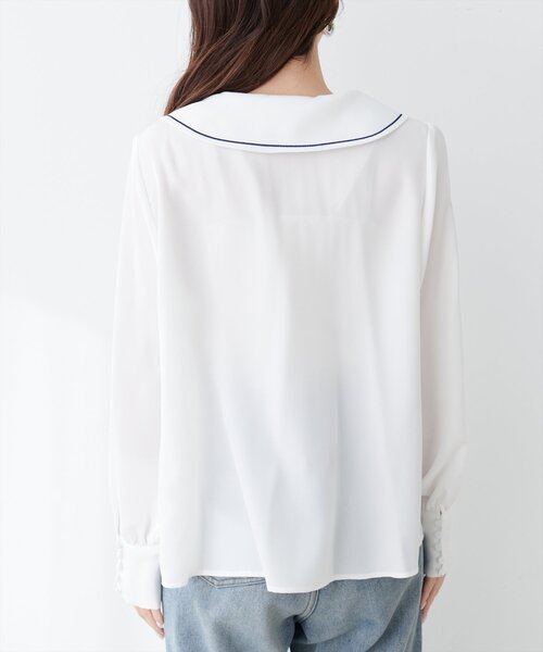 natural couture(ナチュラルクチュール)の「【WEB限定】配色刺繍衿レトロブラウス(シャツ/ブラウス・レディース・サックスブルー/オフホワイト/ブラウン・FREE)」の20枚目の写真