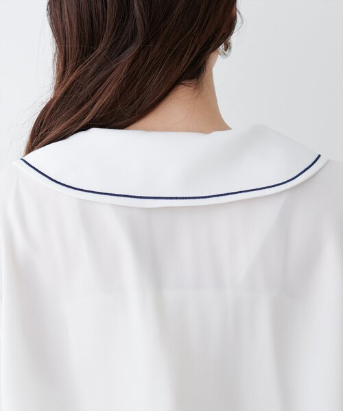 natural couture(ナチュラルクチュール)の「【WEB限定】配色刺繍衿レトロブラウス(シャツ/ブラウス・レディース・サックスブルー/オフホワイト/ブラウン・FREE)」の18枚目の写真