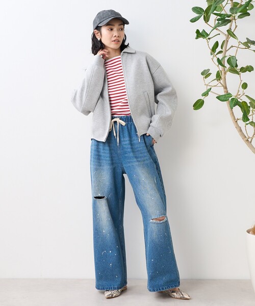 FREAK'S STORE(フリークスストア)の「ボンディング ジップブルゾン/ジャケット(ブルゾン・レディース・グレー/ブラック/ダークブラウン・フリ-)」の4枚目の写真