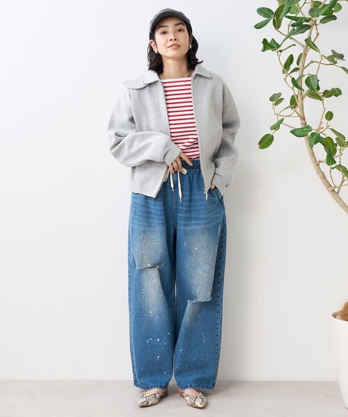 FREAK'S STORE(フリークスストア)の「ボンディング ジップブルゾン/ジャケット(ブルゾン・レディース・グレー/ブラック/ダークブラウン・フリ-)」の5枚目の写真