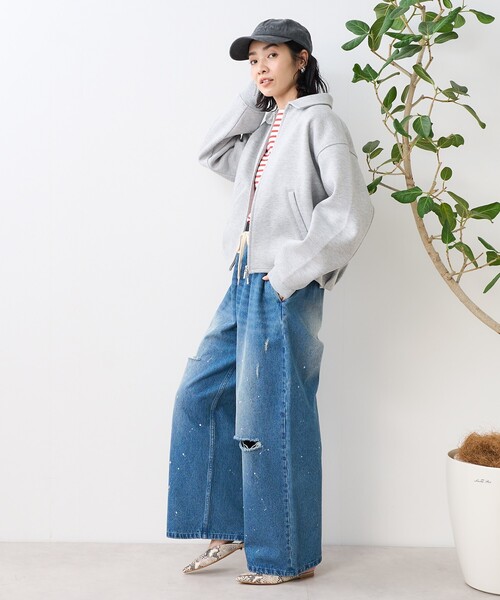 FREAK'S STORE(フリークスストア)の「ボンディング ジップブルゾン/ジャケット(ブルゾン・レディース・グレー/ブラック/ダークブラウン・フリ-)」の6枚目の写真