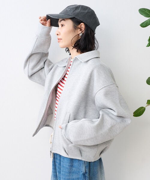 FREAK'S STORE(フリークスストア)の「ボンディング ジップブルゾン/ジャケット(ブルゾン・レディース・グレー/ブラック/ダークブラウン・フリ-)」の10枚目の写真