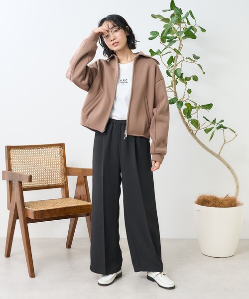 FREAK'S STORE(フリークスストア)の「ボンディング ジップブルゾン/ジャケット(ブルゾン・レディース・グレー/ブラック/ダークブラウン・フリ-)」の14枚目の写真