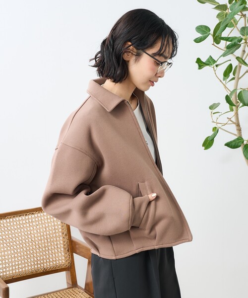FREAK'S STORE(フリークスストア)の「ボンディング ジップブルゾン/ジャケット(ブルゾン・レディース・グレー/ブラック/ダークブラウン・フリ-)」の18枚目の写真