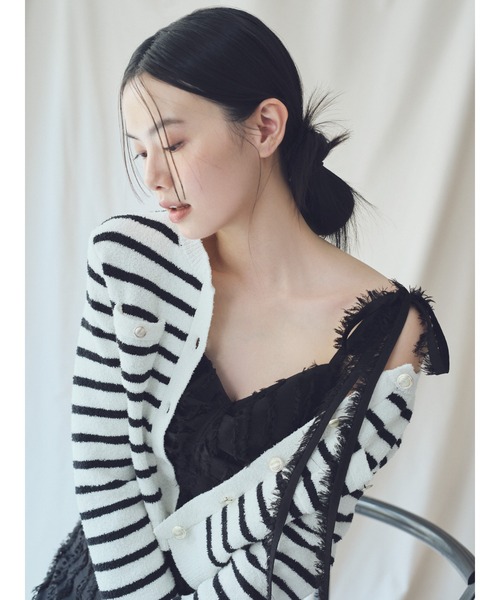 FRAY I.D（フレイアイディー）の「フリンジキャミワンピース（ワンピース・レディース・ブラック/ホワイト・0/1）」の21枚目の写真