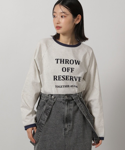 LAKOLE（ラコレ）の「リンガーロゴ長袖T / 318744（Tシャツ/カットソー・レディース・オートミール/チャコール/アイボリー・FREE）」の3枚目の写真