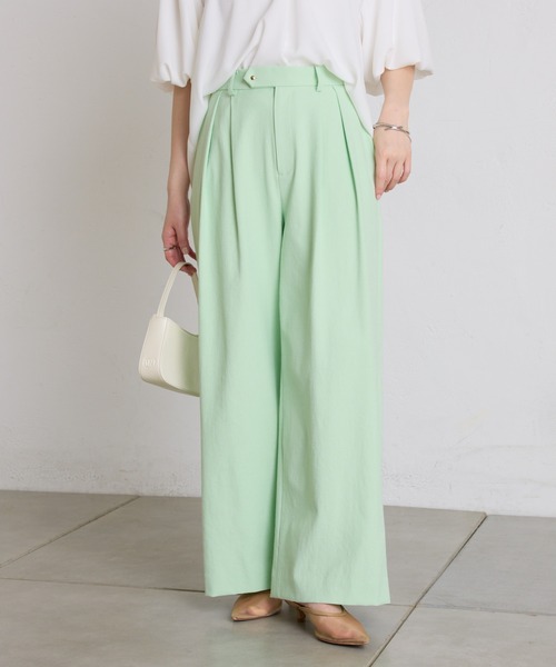 COLLAGE GALLARDAGALANTE（コラージュガリャルダガランテ）の「シェルタリングボックスタックパンツ（スラックス・レディース・オレンジ/ネイビー/ベージュ/ミント・0/1）」の3枚目の写真