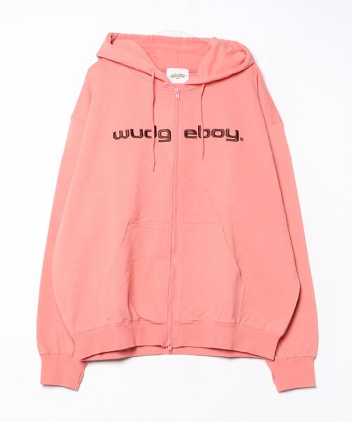 WudgeBoy（ワッジボーイ）の「basic logo zip foodie（パーカー・メンズ・アイボリー/ネイビー系/ピンク/イエロー/グレー/スミクロ・SMALL/LARGE/MEDIUM）」の8枚目の写真