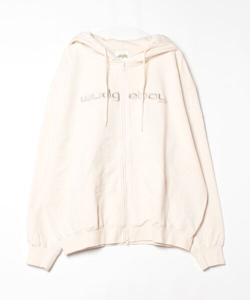 WudgeBoy（ワッジボーイ）の「basic logo zip foodie（パーカー・メンズ・アイボリー/ネイビー系/ピンク/イエロー/グレー/スミクロ・SMALL/LARGE/MEDIUM）」の9枚目の写真
