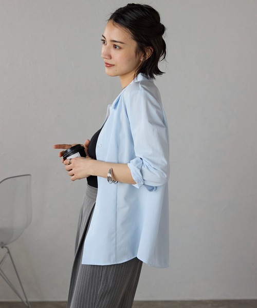 etre pret(エトレプレ)の「ストレッチ長袖レギュラーカラーシャツ(ビジネスシャツ・レディース・ホワイト/ピンク/ブルー・9号/13号/5号/7号/15号/11号)」の9枚目の写真
