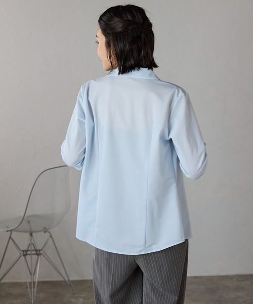 etre pret(エトレプレ)の「ストレッチ長袖レギュラーカラーシャツ(ビジネスシャツ・レディース・ホワイト/ピンク/ブルー・9号/13号/5号/7号/15号/11号)」の10枚目の写真