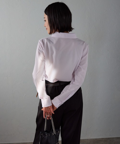 etre pret(エトレプレ)の「ストレッチ長袖レギュラーカラーシャツ(ビジネスシャツ・レディース・ホワイト/ピンク/ブルー・9号/13号/5号/7号/15号/11号)」の5枚目の写真