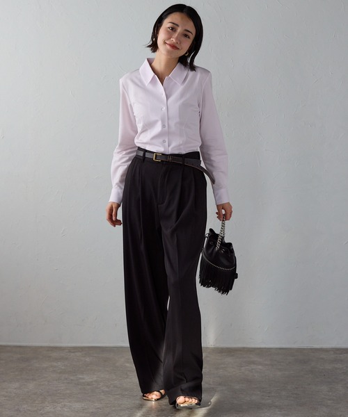 etre pret(エトレプレ)の「ストレッチ長袖レギュラーカラーシャツ(ビジネスシャツ・レディース・ホワイト/ピンク/ブルー・9号/13号/5号/7号/15号/11号)」の6枚目の写真